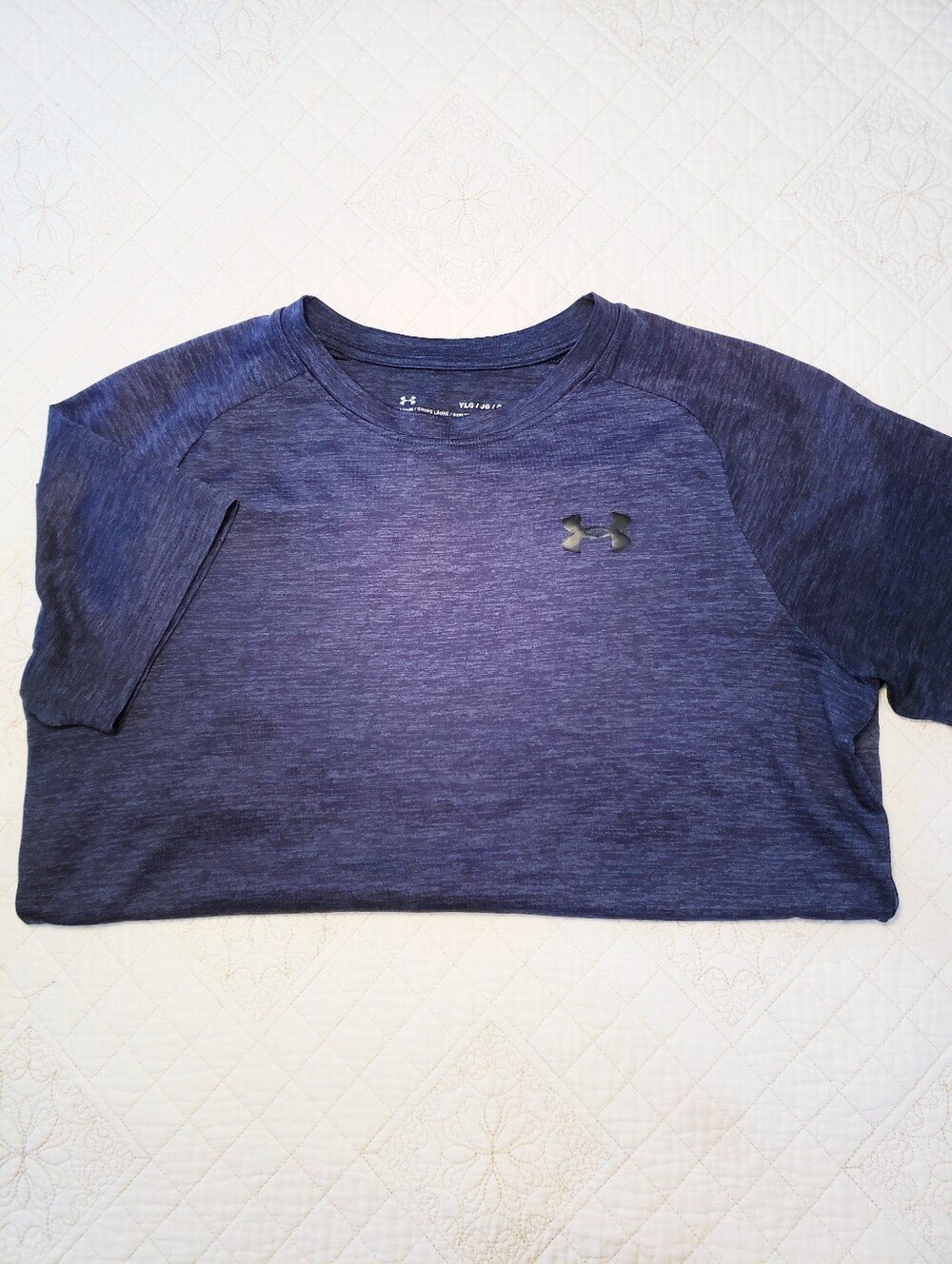 Under Armour Boys Large Heathered Blue Loose Fit Short Sleeve Tee